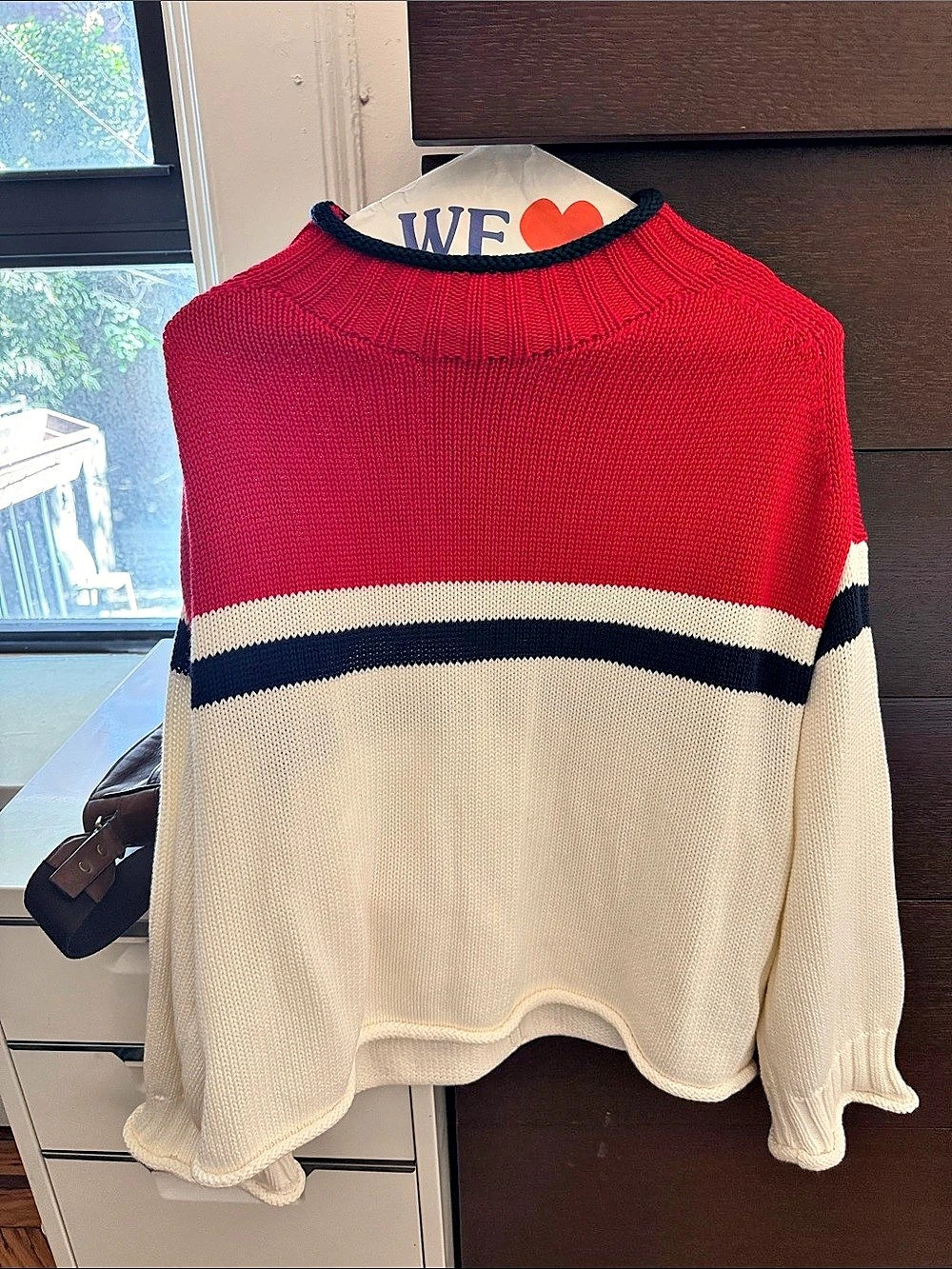 J.Crew Roll neck Color Block Cotton Sweater Size Large